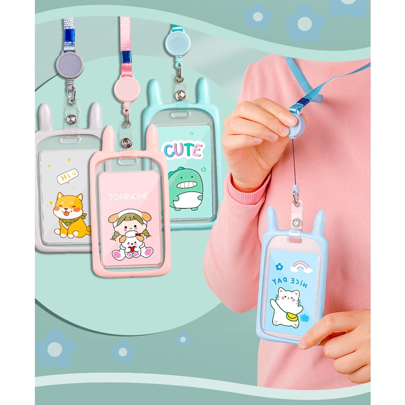

[LOGU] Tempat ID card, Gantungan tempat kartu MRT ATM, Cute Office Name Tag