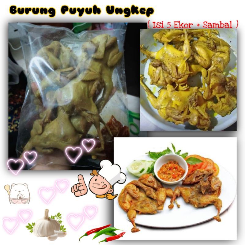 Burung Puyuh Ungkep isi 5 + Sambal
