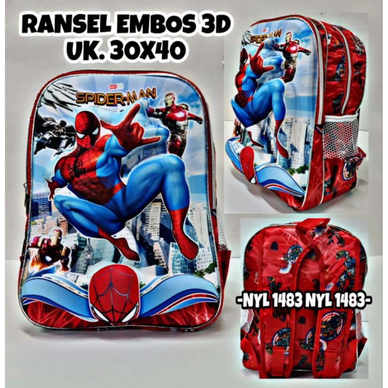 Tas Ransel 3D Embos Ransel anak sekolah SD Gambar Timbul