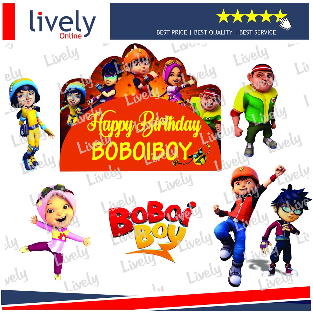 CUSTOM NAMA HIASAN KUE CAKE TOPPER KARAKTER BOBOIBOY HBD HAPPY BIRTHDAY