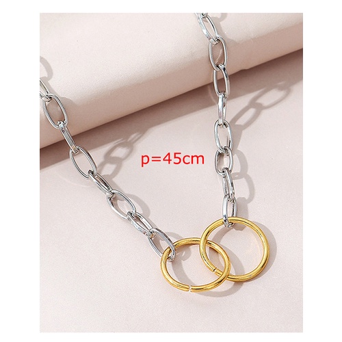 LRC Kalung Fashion Color Mixing Circle Cross Contrast Alloy Hollow Y65230