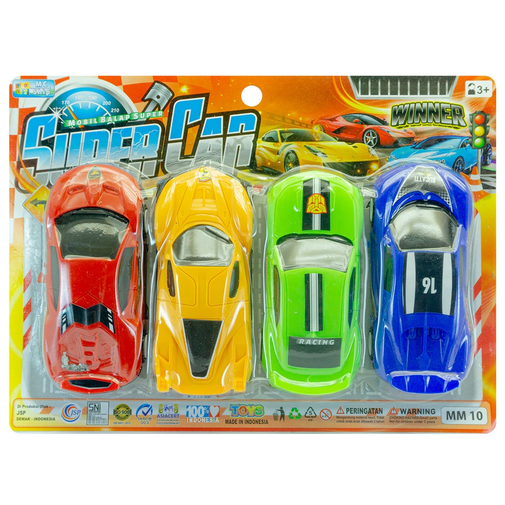 Mainan Mobil Balap Super Cars Set Isi 4pcs Pullback