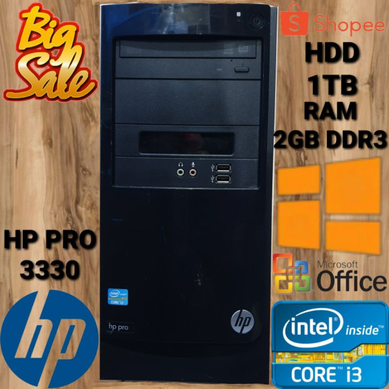 PC Core i3 Gen3 Ram 4GB HDD 500GB WIN10 Siap Pakai Built Up hp Pro 3330 murah