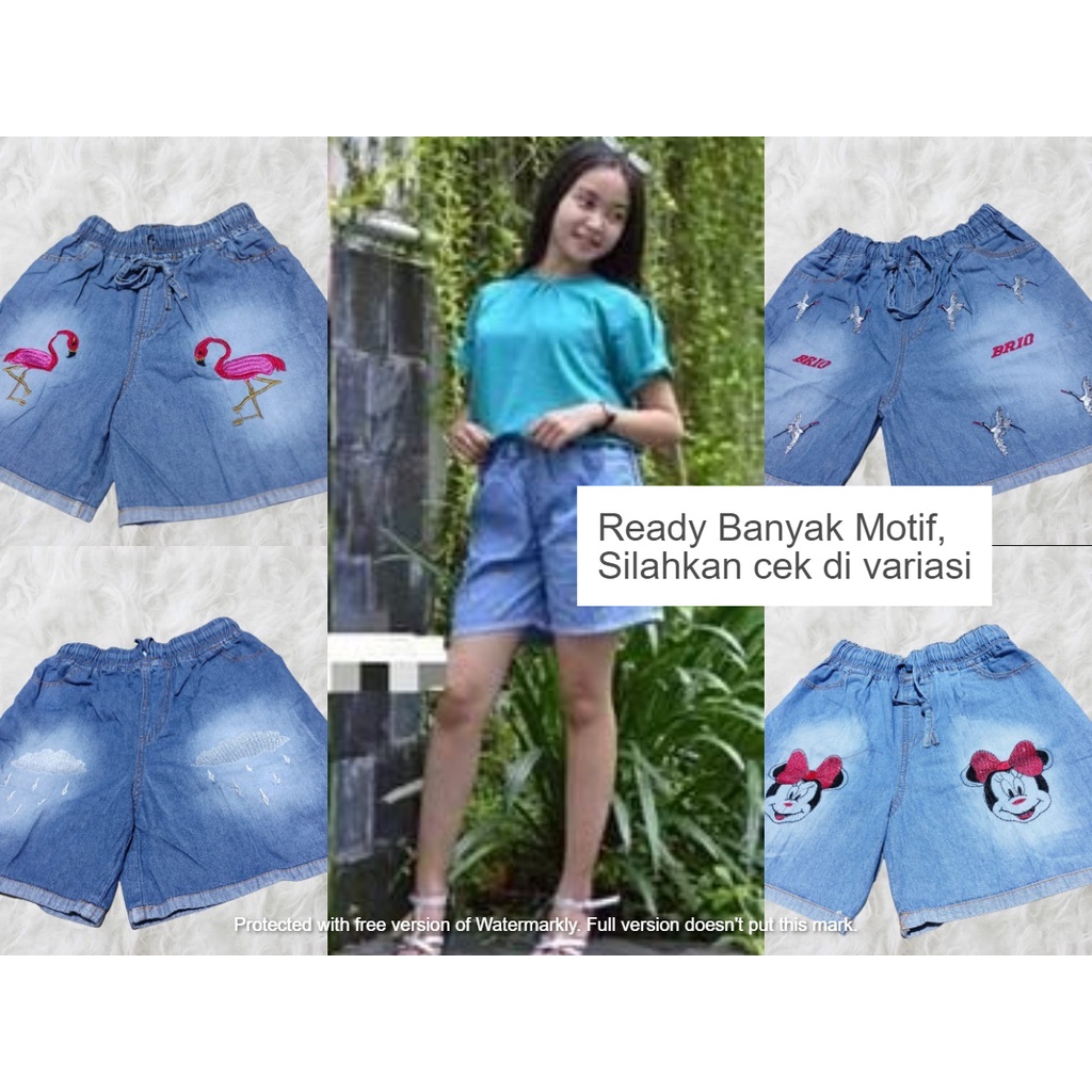 CELANA JEANS PENDEK WANITA BORDIR CANTIK ( HOT PANTS JEANS WASHED EMBROIDERY )