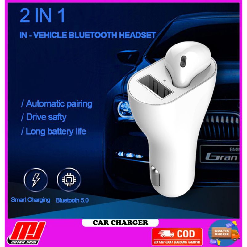 Car Charger With Headset Wireless Bluetooth