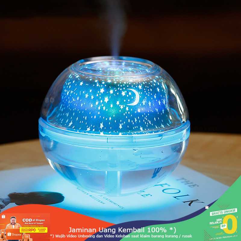 (BISA COD) RVOSTR  HUMI Humidifier LED Night Projection Lamp 500ml - HUMI H99