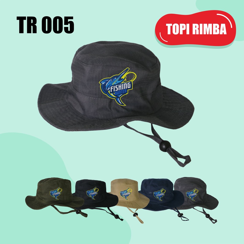 Topi Mancing Rimba Hat Fishing Hunter Pria Wanita Unisex Jungle Coboy Bucket Hat Cowok Cewek Ripstop