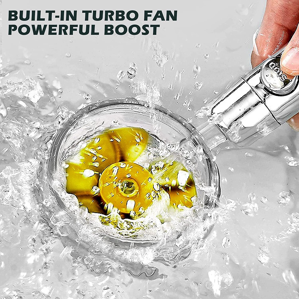 Turbo Fan Shower Head Water Saving High-Pressure Rainfall | Shower Turbo |Shower Head 360 Rotation Toilet Bathroom Accessories