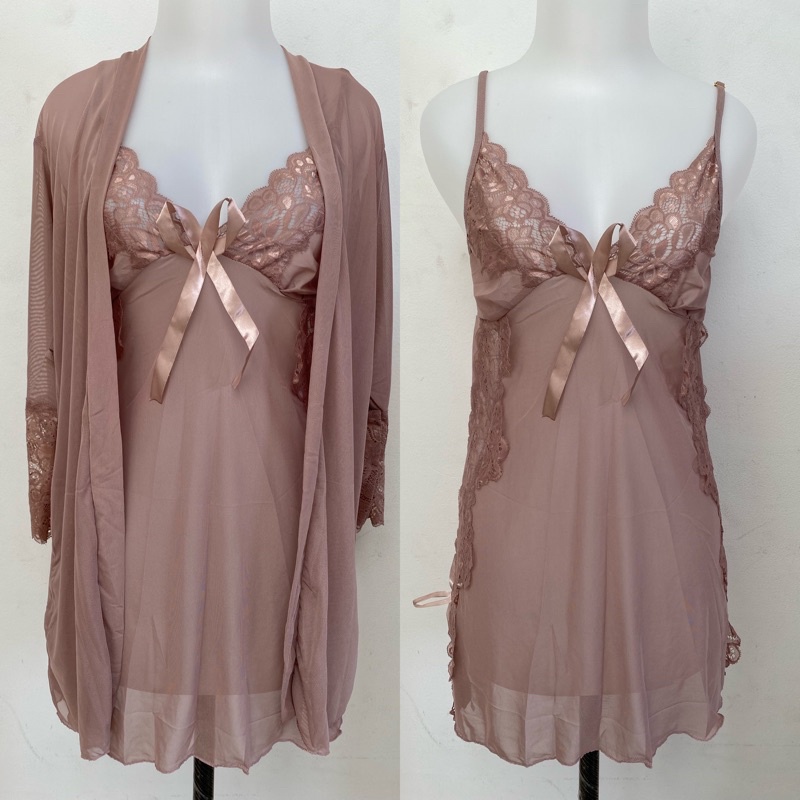 Satu set sexy lingerie kimono baju tidur seksi lingerie wanita sleepwear lingerie 075-Soft purple
