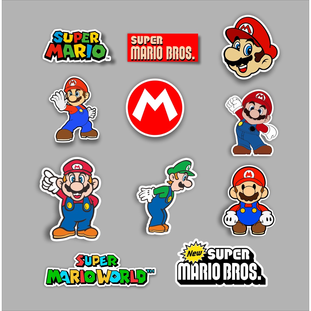 

Paket stiker Super Mario Bros Isi 10 pcs bonus 1 pcs