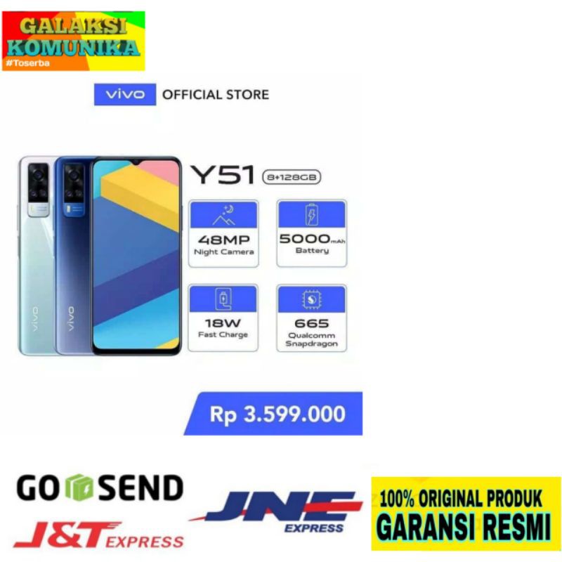 Hp/VIVOY51/RAM 8 GB/128GB/Snapdragon/Garansi resmi