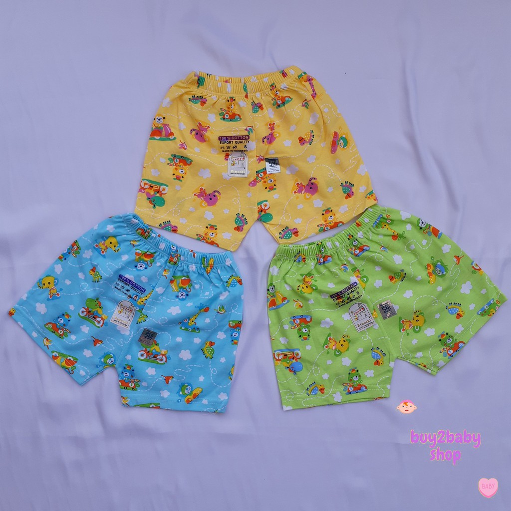 Celana pendek bayi Rimoshi warna motif S,M,L,XL isi 1 PCS