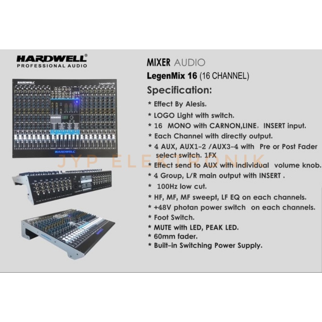 MIXER AUDIO HARDWELL LEGENMIX16/LEGENMIX 16 16CH EFFECT BY ALESIS NEW