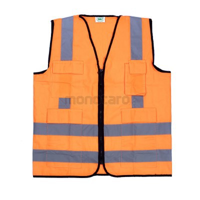 BISA COD | Rompi Safety Vest Bahan American Drill 4 Kantong IMJ Scotlite Silver 3M Original