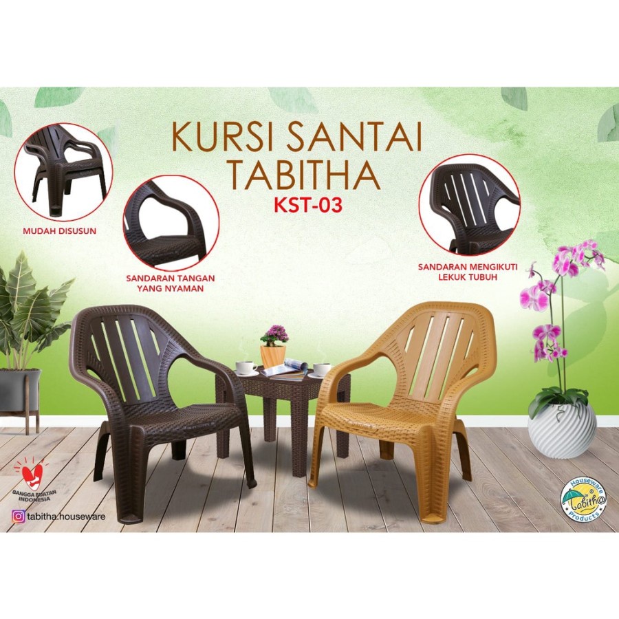 KURSI PLASTIK ROTAN KURSI SANTAI OUTDOOR TABITHA KST