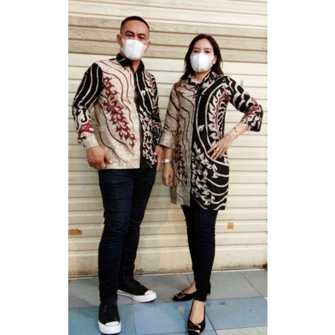 baju Batik couple premium/atasan batik, batik tunik colet solo dilapisi pull puring trikot