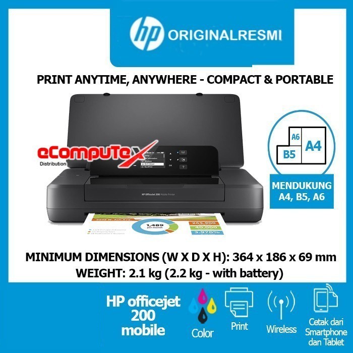 PRINTER HP OFFICEJET OJ-200   WIRELESS / OJ200 WIFI   PORTABLE + BATTERY RESMI