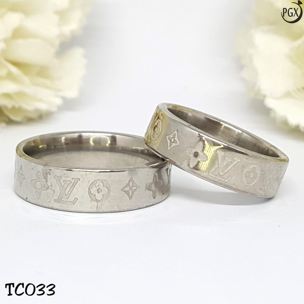 PGX Cincin Titanium Couple Silver Aksesoris Fashion Perhiasan Anti Karat - TC033