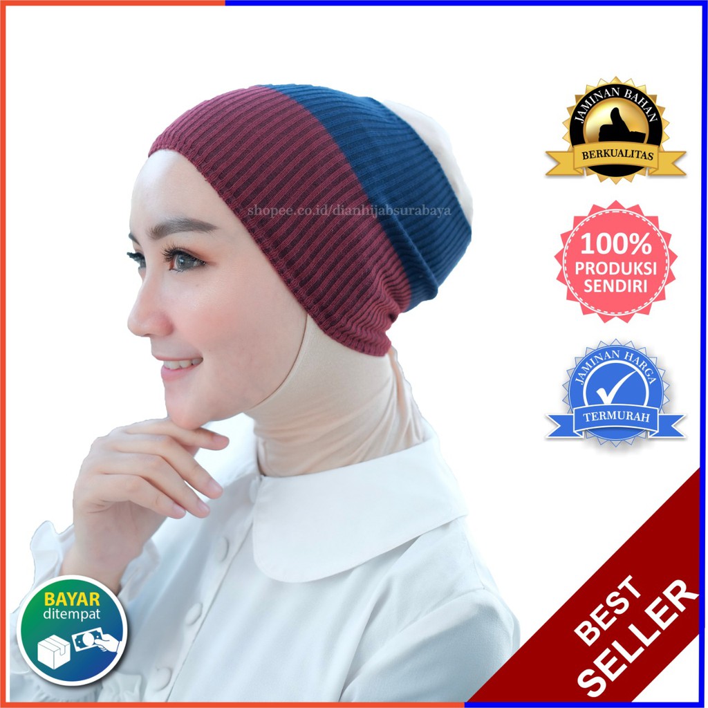 Bisa Cod - Inner Rajut Bandana 2 Tone Bahan Rajut Premium