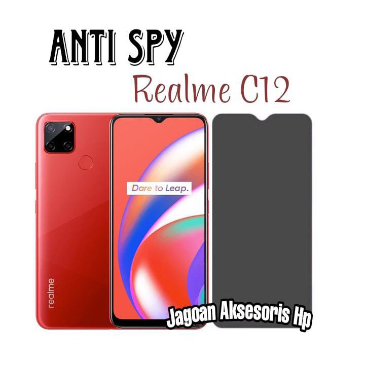 Tempered Glass ANTI SPY Realme C12 6.5 inch Anti Gores Kaca PRIVACY Anti Intip