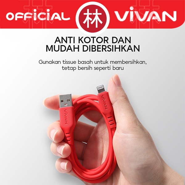 Vivan VSL100 Kabel Data Cable Lightning iPhone 2.4A Quick Charge