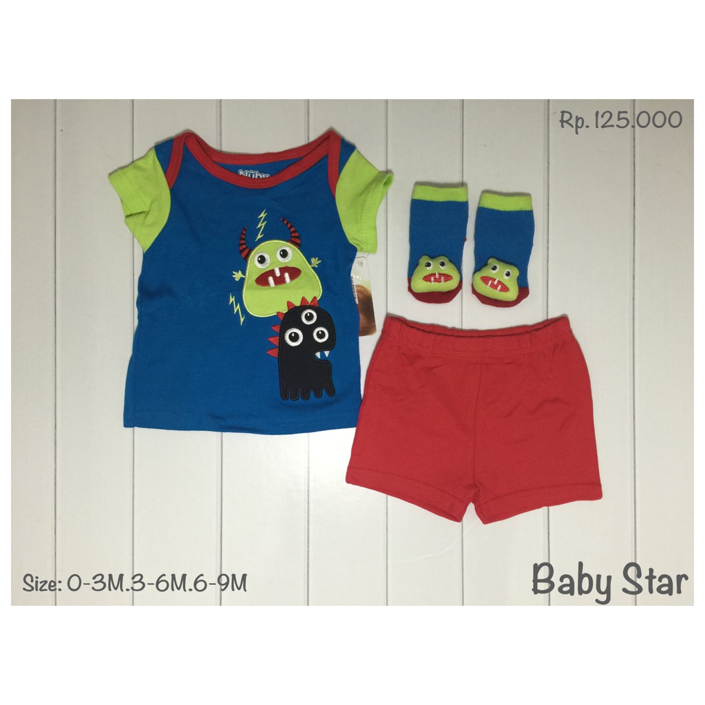 SETELAN BAJU PENDEK ANAK + RATTLE SOCKS