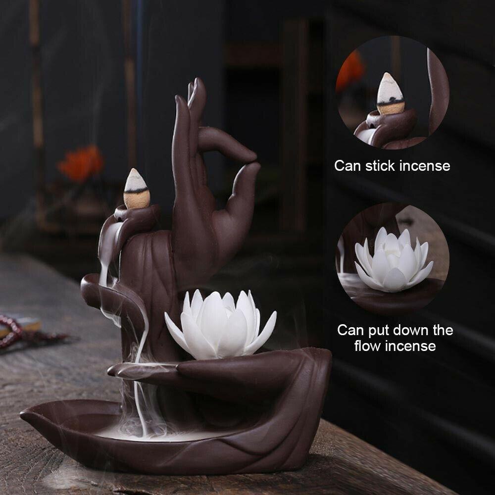 R-flower Backflow Incense Burner Kerajinan Tangan Ornamen Keramik Tempat Dupa