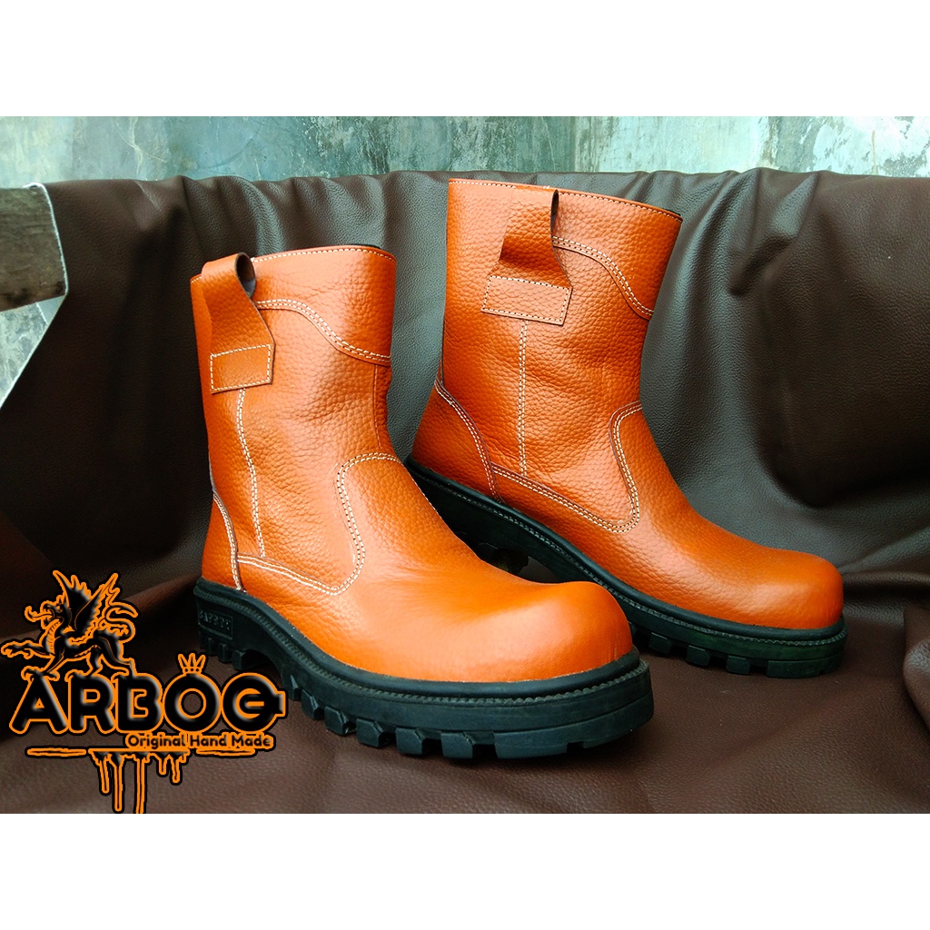 Sepatu Kings arthur Lodong Tan Kulit ASLI Safety Boots Arboo Original