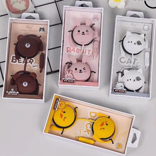 [KN-3066] Headset Earphone Karakter Cute ANIMAL HEAD / Earphone Headset Empuk Kepala HEWAN Lucu Unik Imut