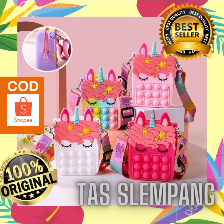 Tas Slempang Anak Sling Bag Pop It Mini Dompet Tas Selempang Anak Viral Tiktok Popit Rainbow Unicorn