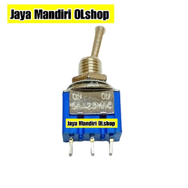 SAKLAR TOGEL / TOGGLE -  SWITCH TOGEL 3 PIN- 3 KAKI KECIL ON - OFF BIRU