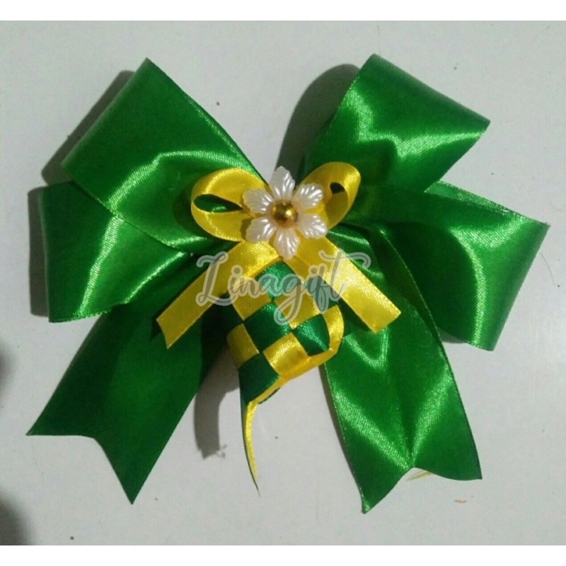 PITA HIASAN PARCEL IDUL FITRI - DEKORASI RUANG DEKOR BINGKISAN KADO SNACK GOODIE BAG LEBARAN EID MUBARAK SELAMAT IDUL ADHA GREEN - YELLOW / PAJANGAN KADO KETUPAT HANDMADE