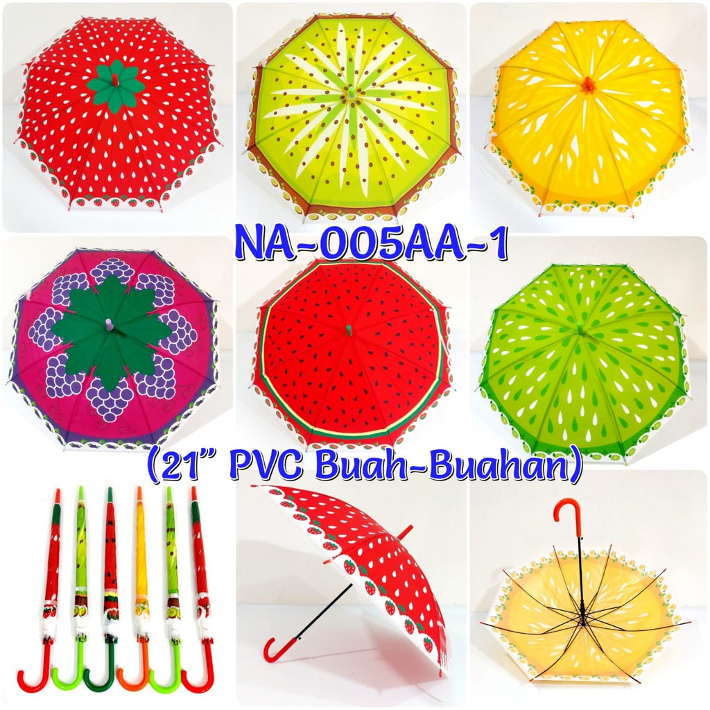 Payung Anak Tongkat Motif Buah PVC Nagoya 005AA