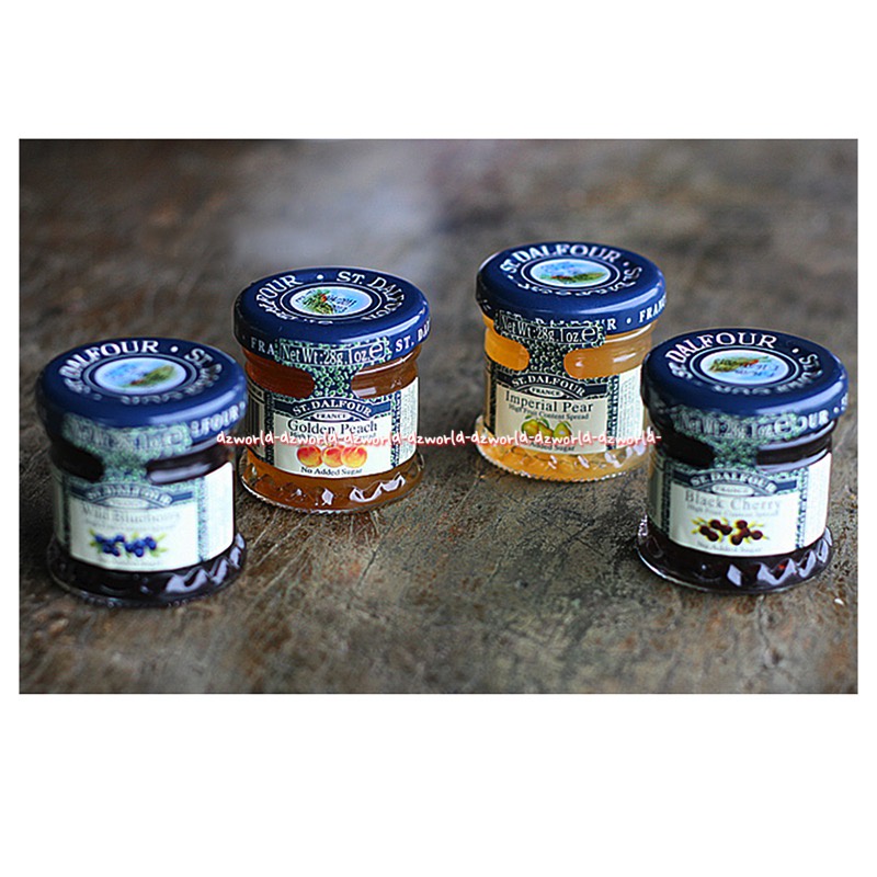 

St Dalfour France 4pcs Mini Jam Jar Selai Mini Rasa Orange Marmalade Strawberry Red Raspberry Thick Apricot Buatan Prancis St.Dalfour