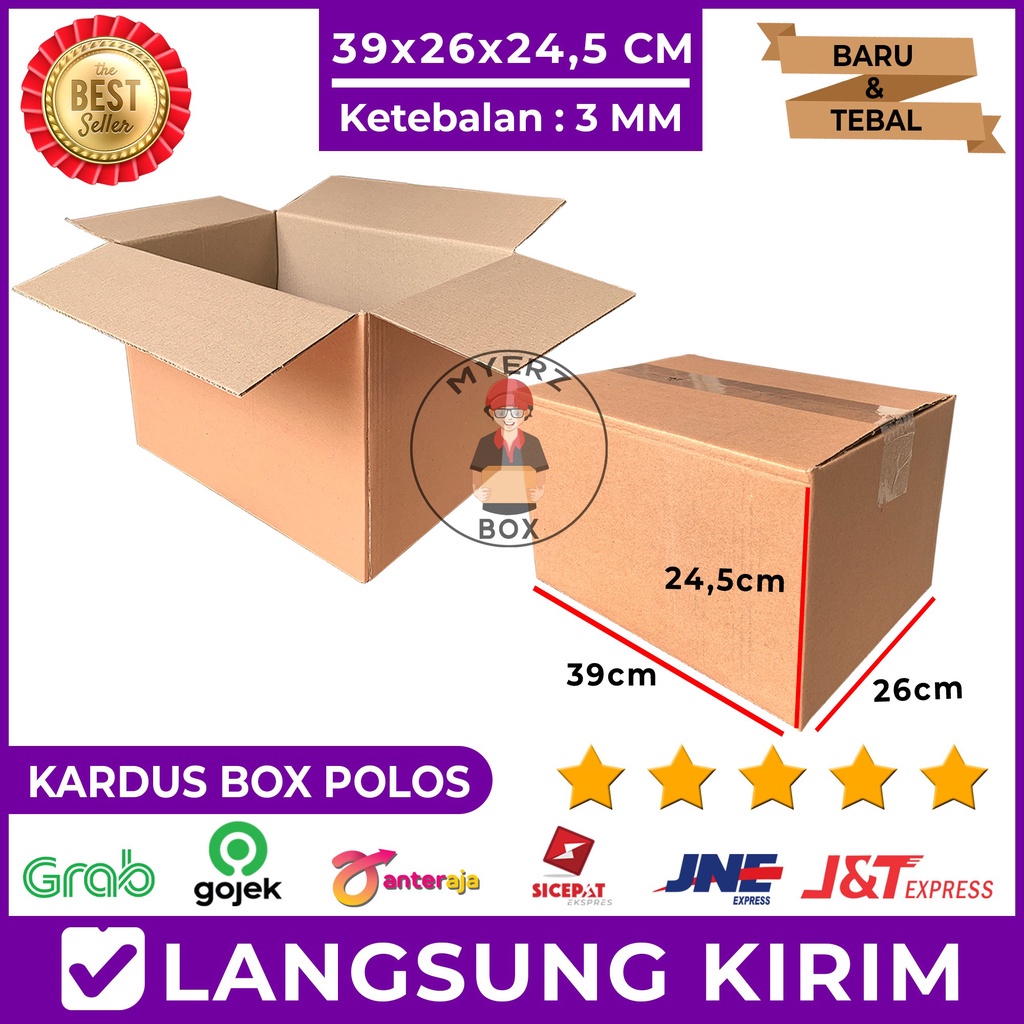 

Kardus Polos Karton Box Packing 39x26x24,5 Cm Single Wall Tebal 3 MM