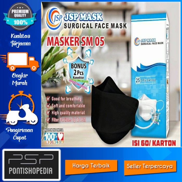 PSP Masker JSP Model KF94 Putih Hitam ISI 25 PCS Pabrik Indonesia
