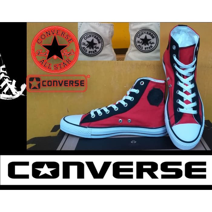 SEPATU CONVERSE ALL STAR HIGH MERAH EYELET HITAM   BOX GRADE ORIGINAL