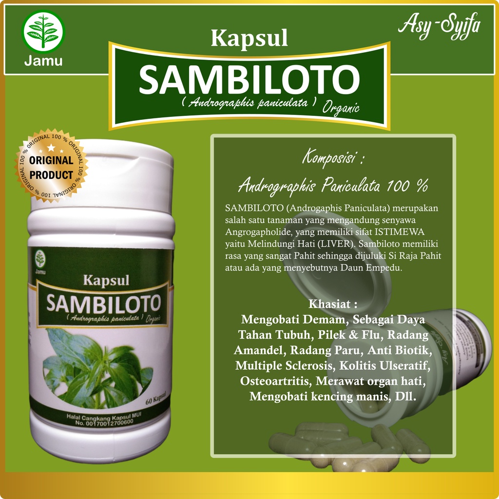 Kapsul Sambiloto 60 Kapsul 100 % ASLI