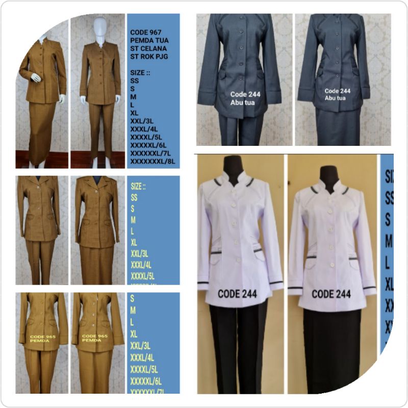 seragam blazer PNS pdh guru kantor kerja wanita ukuran small hingga jumbo merk azkia