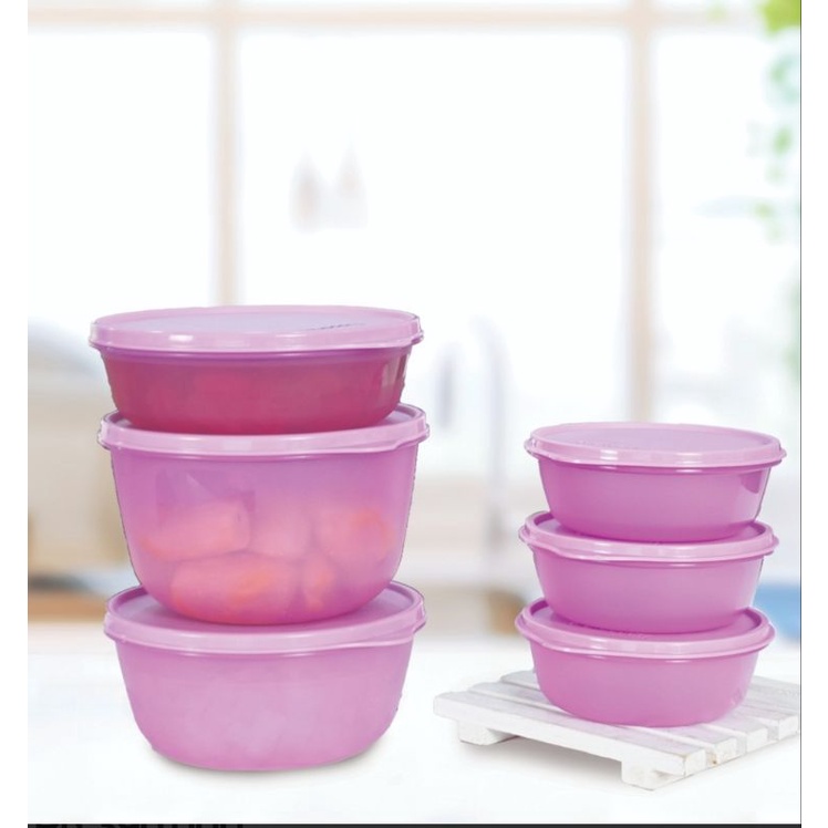TUPPERWARE FRESH BOWL SET WITH GIFT 6PCS / bOWL UNGU