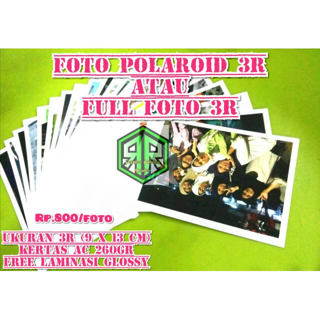 Foto Polaroid 3R/Full foto 3R free laminasi