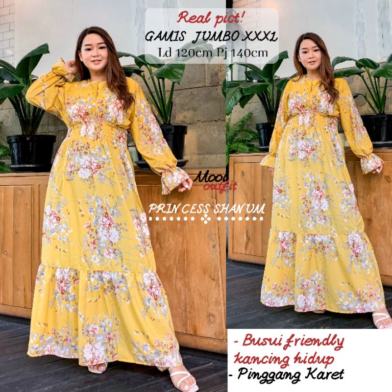 Gamis Princess Shanum Jumbo Xxxl - Gamis Jumbo Ld 120 Terbaru Dan Kekinian Murah - Gamis Kondangan Jumbo - Gamis Lebaran 2024 Model Gamis Terbaru Jumbo
