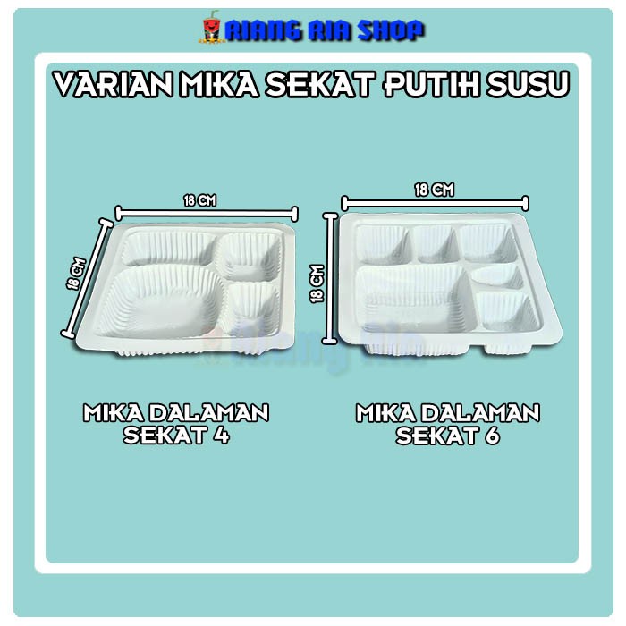 Eklusif @50 Pcs Mika Sekat Putih Susu Mika Dalaman Dus Nasi Catering Sekat 4 Promo