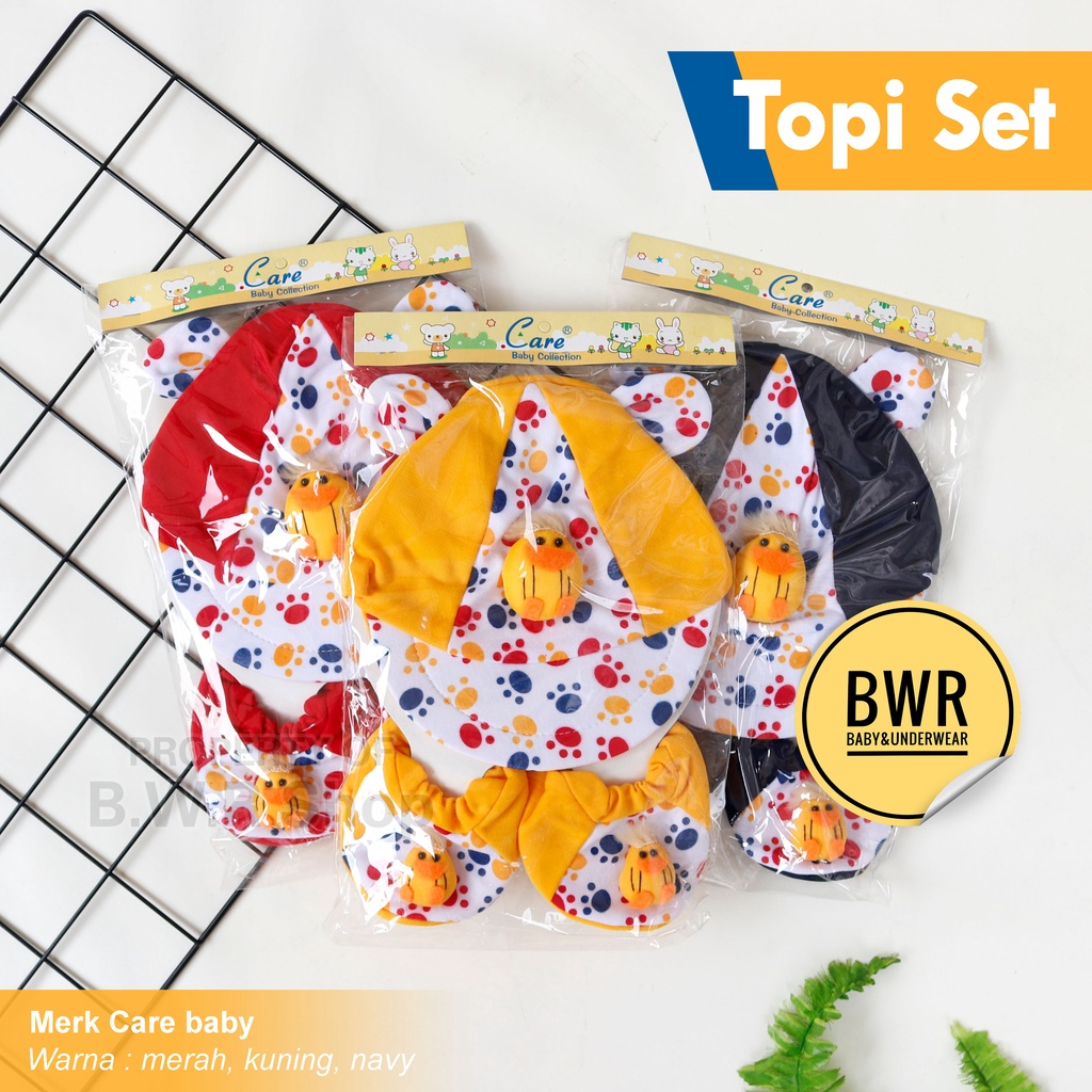 Topi Care / Topi Bayi New Born Karakter / Topi Set Sepatu Bayi DUCK 02 - Bwr IX