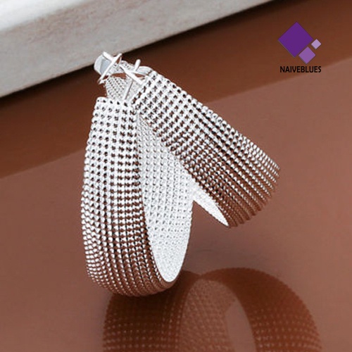 1 Pasang Anting Hoop Lapis Silver Gaya Korea Untuk Wanita