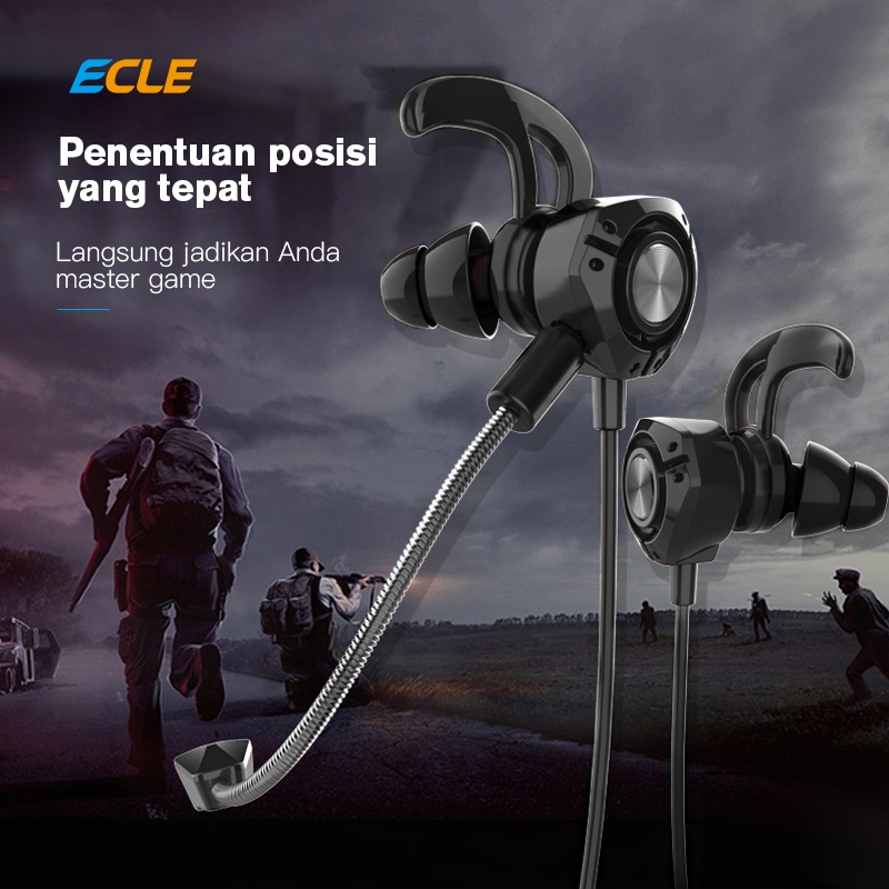 （HOT) ECLE Gaming Earphone PUBG Wired Headset In Ear Noice Reduction Double Microphone 6D Hi-Fi Sound Deep Bass-2
