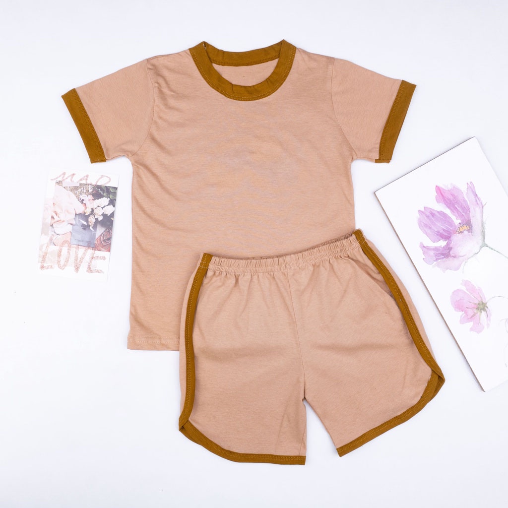 IL - Set Ringer Tee Earth Tone Series / Setelan Anak Katun 0-5 Thn / Playset / Basic Tee Hotpants