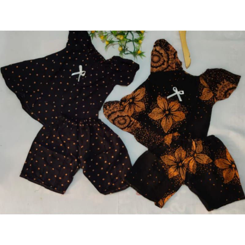 SETCEL (BABYDOL) Usia 1-2th Grosir baju anak perempuan cantik rayon murah santai bayi motif-HITAM