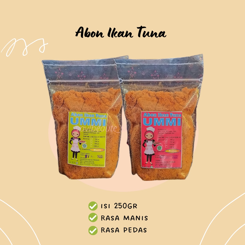 

Abon Ikan Tuna Ummi - isi 250gr, rasa manis dan pedas - asli original halal PAREPARE COD