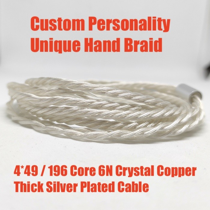 High End Premium Custom Hand Braid MMCX Pin Cable 6N Silver Plated